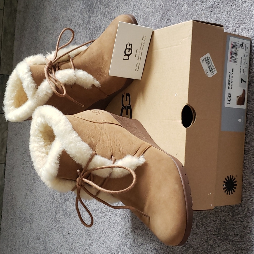 Ugg wedge boot..camel colored. Size 7